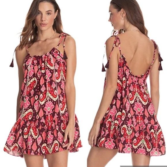 Maaji Other - Maaji Dress Cover Up Totem Magnolia Mini with Tassel Ties Pink S NWT